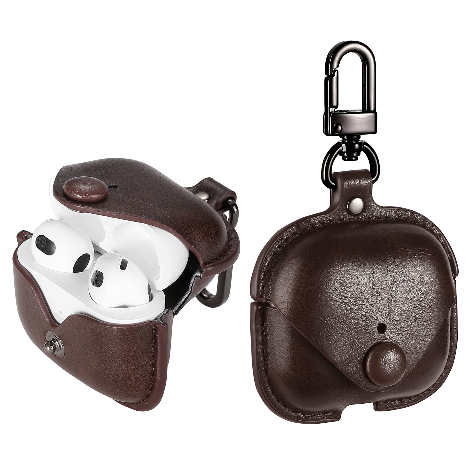 MODOS LOGICOS Case Cover for Air Pods 3 (2021), Leather Case with Secure Snap-Fastener Compatible with Apple AirPods 3rd Generation Charging Case -