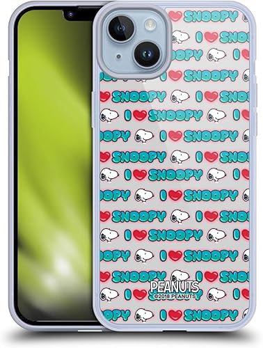 Vista 163 de Head Case Designs Funda de gel suave con licencia oficial de Peanuts I Love Pattern Snoopy Boardwalk Airbrush compatible con Apple iPhone 15