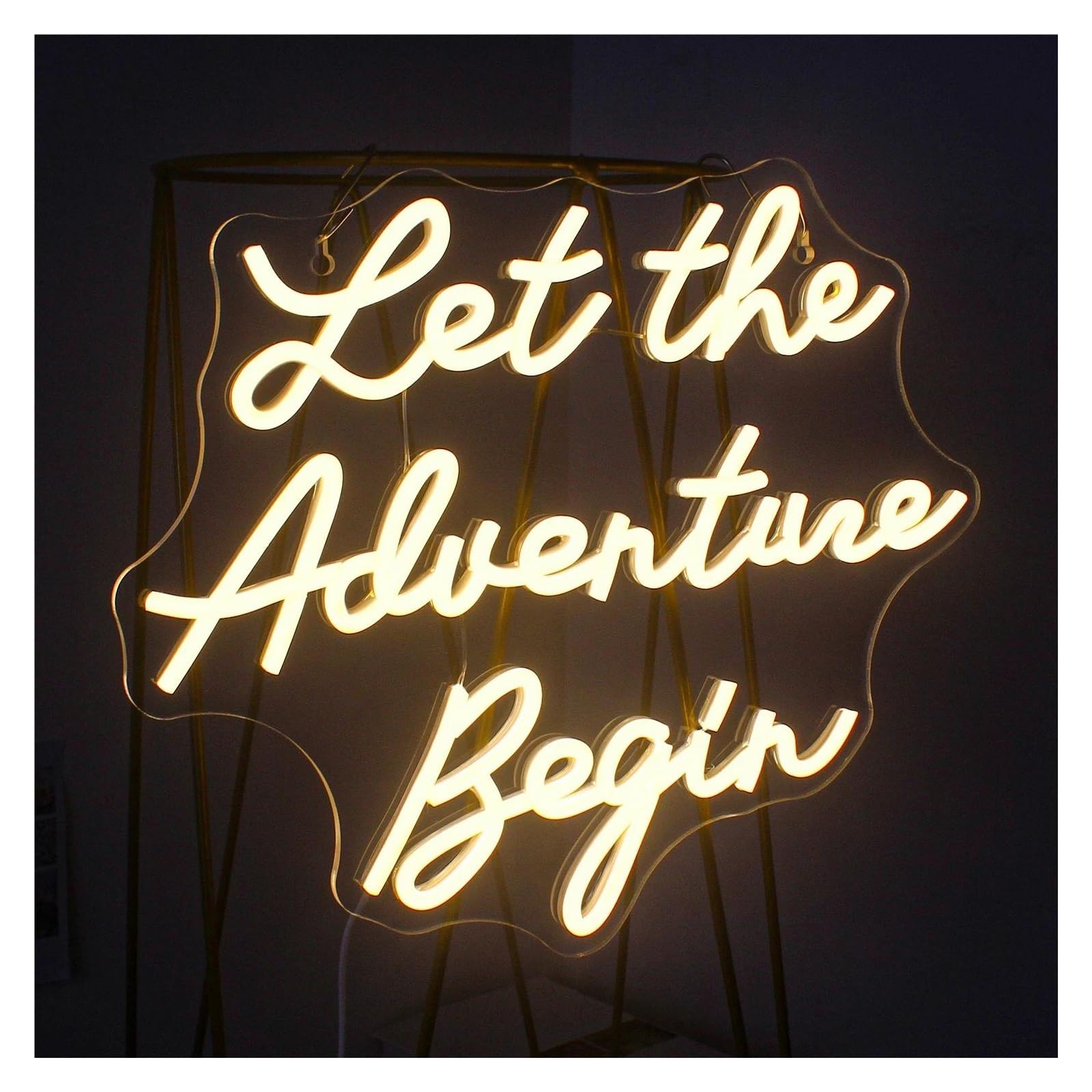 LEMST Signs Lamp Let The Adventure Begin Neon Light Warm White for Wall Decor Dimmable Sign Bedroom Club Party 39cmх32.8cm