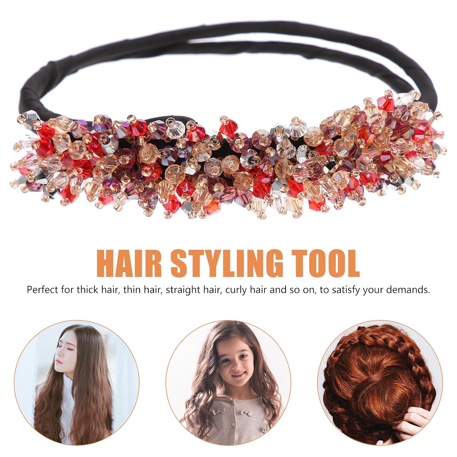 minkissy 3pcs Meatball Hair Iron Rhinestone Bun Maker Small Elastic Hair Bands Women Hair Bun Maker Braider Hair Crimper Hair Bun Accessories Hair Curler Bun Maker for Hair Buns Crystal