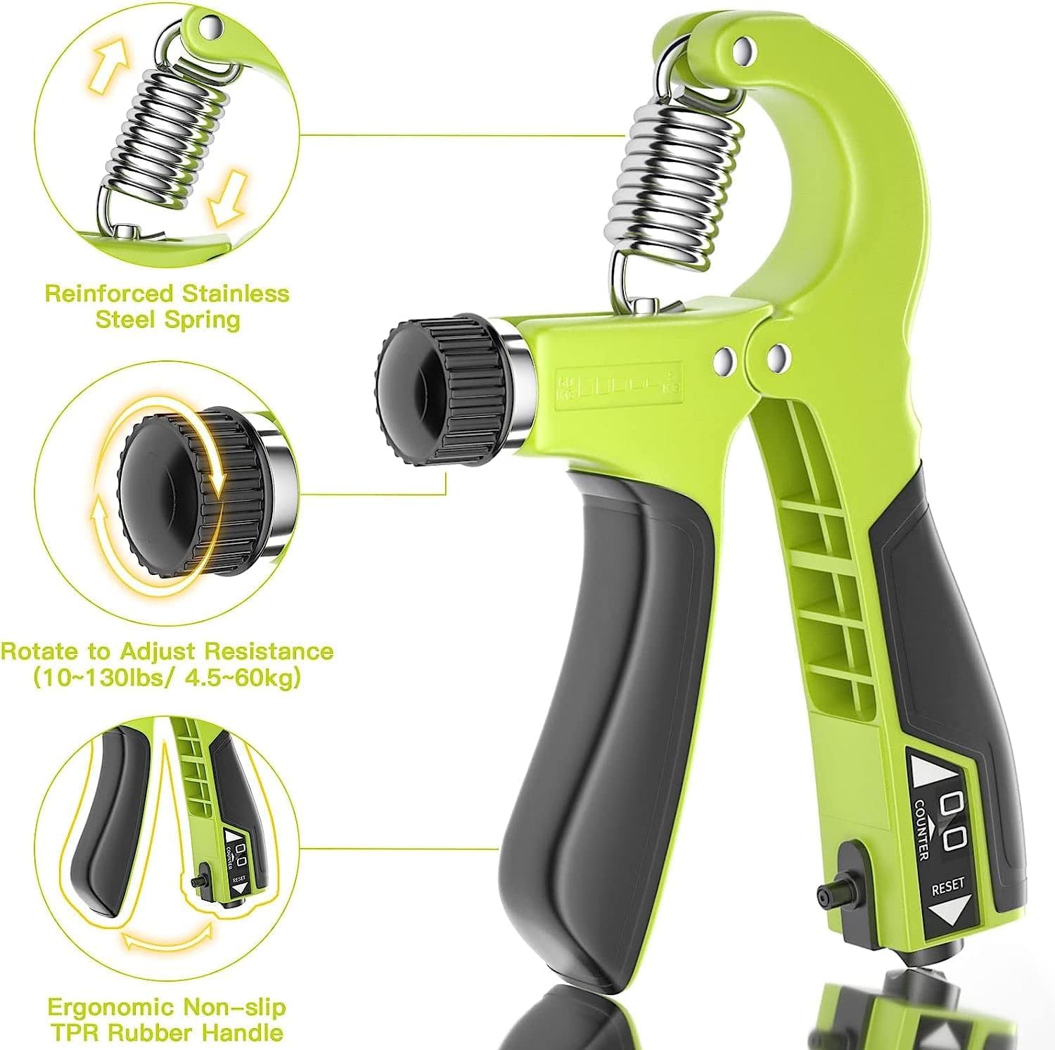 rafforzatore di presa, Pinza manuale regolabile da 5-60 kg, trainer for dita, barella for , anello for impugnatura e rinforzo for palla antistress