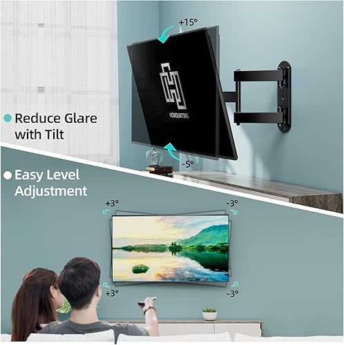 Miniatura 8 de Soporte de pared para TV de movimiento completo resistente a la intemperie para televisores planoscurvos de 26 a 65 pulgadas de hasta 88 libras,