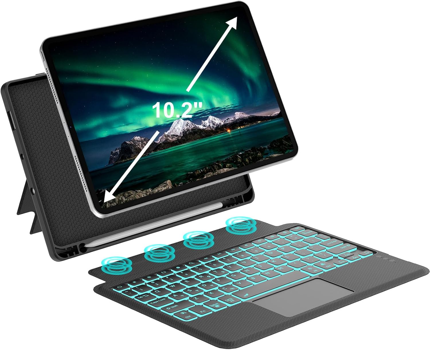 KVAGO iPad 9th/8th/7th gen case with keyboard and multi‑touch trackpad
