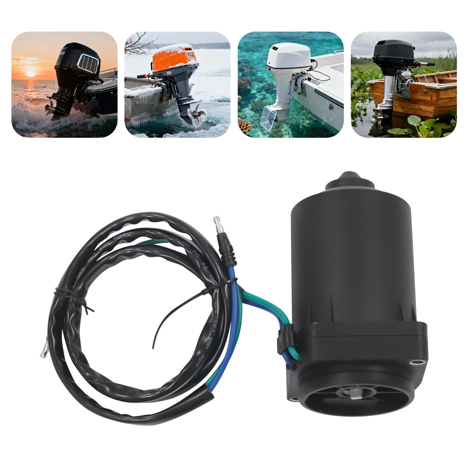Tilt Trim Motore per fuoribordo Mercury, 12 V, 260 W, con coppia di 5 Nm, ricambio per Mercury a 2 tempi 75-300 CV e 4 tempi 135-300 CV, resistente alla corrosione in rame puro, nero