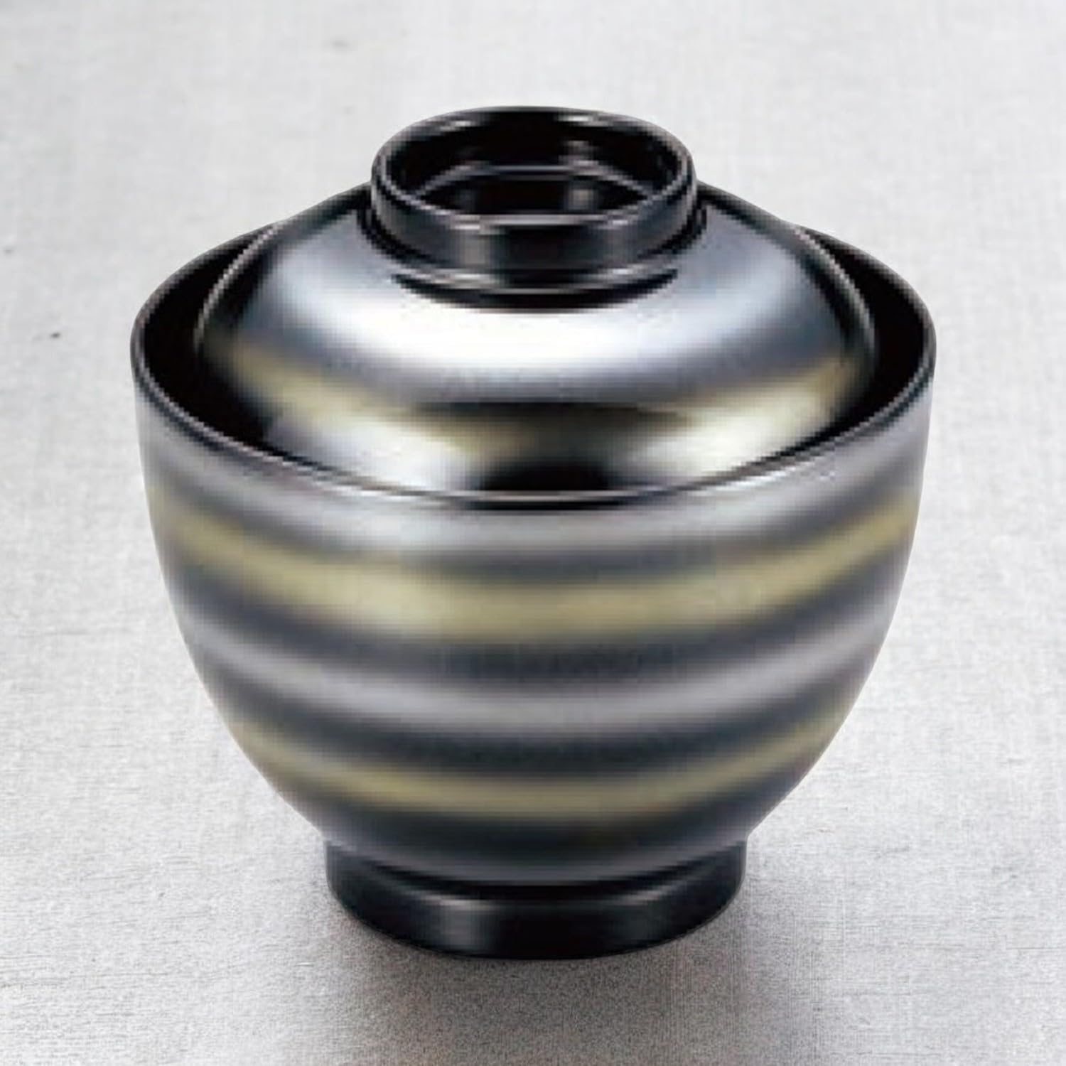 J-kitchens Miso Soup Bowl, 2.8 inch (2.8 cm), Black Gold and Silver Line, Dishwasher Safe, Heat Resistant ABS Resin, 3.2 x 3.2 inches (8.3 x 8.1 cm), 150 cc, Made in Japan