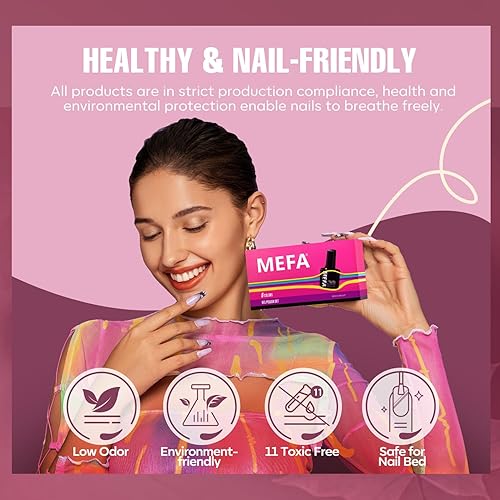 Miniatura 8 de MEFA Juego de esmaltes de uñas de gel, 12 colores de otoño e invierno, nude, neutro, negro, blanco, nude, rosa, borgoña, rojo, gris, colección de