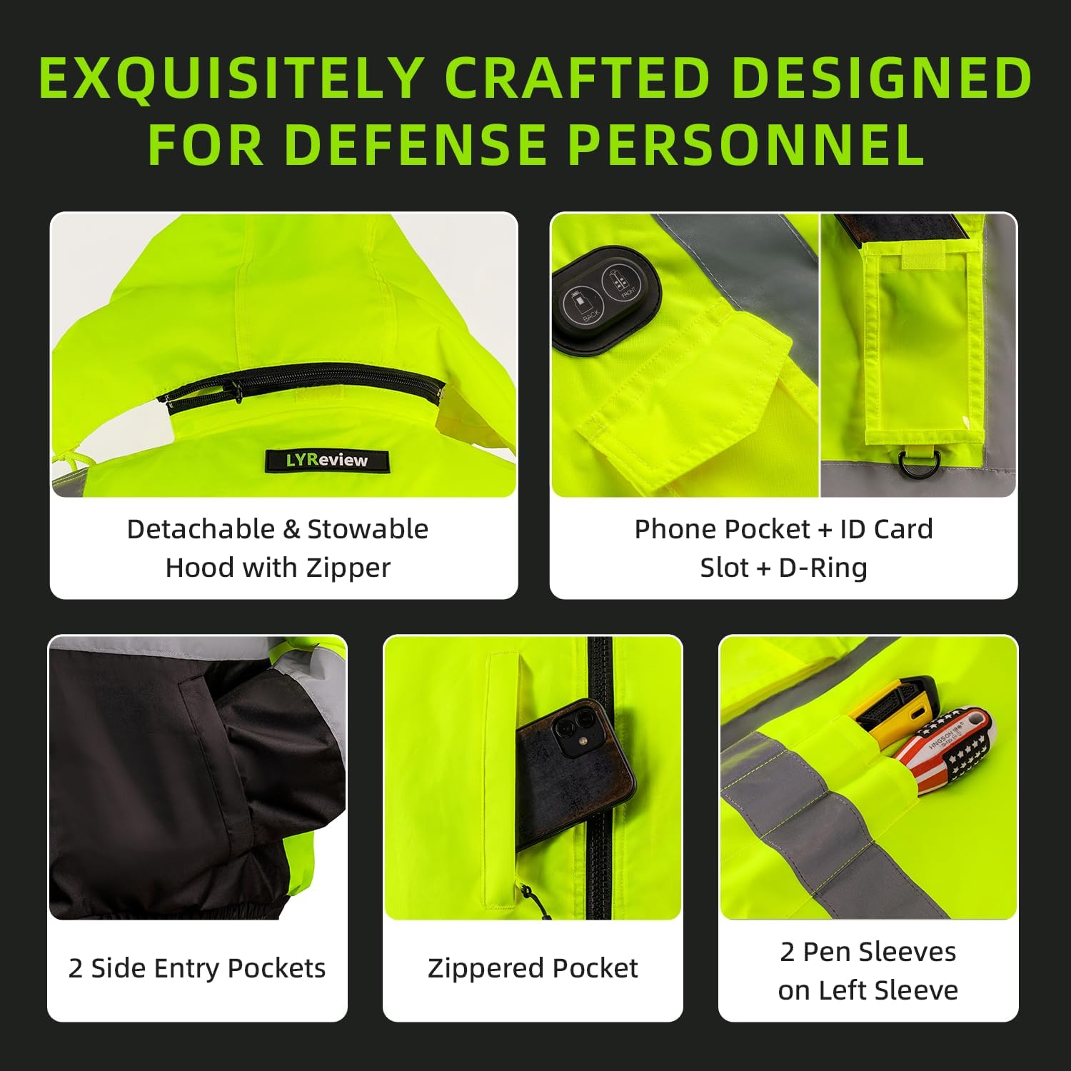 Safety Heated Jacket, 14000mAh Battery Rechargeable, Class 3 High Visibility Waterp... - Image 6