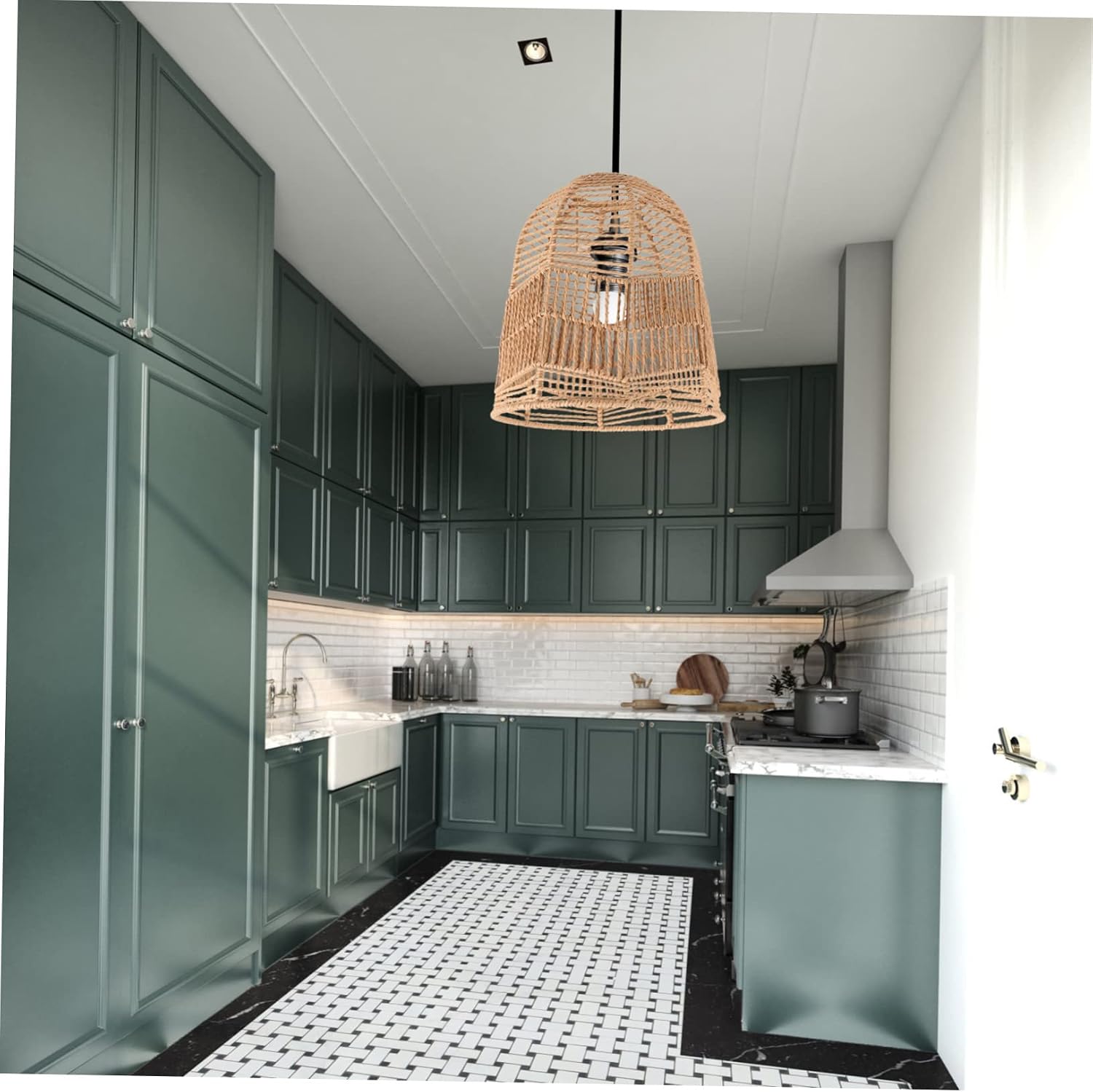 Rattan Lampshade for Ceiling Vintage Lampshade Cover Industrial Style Light Cover