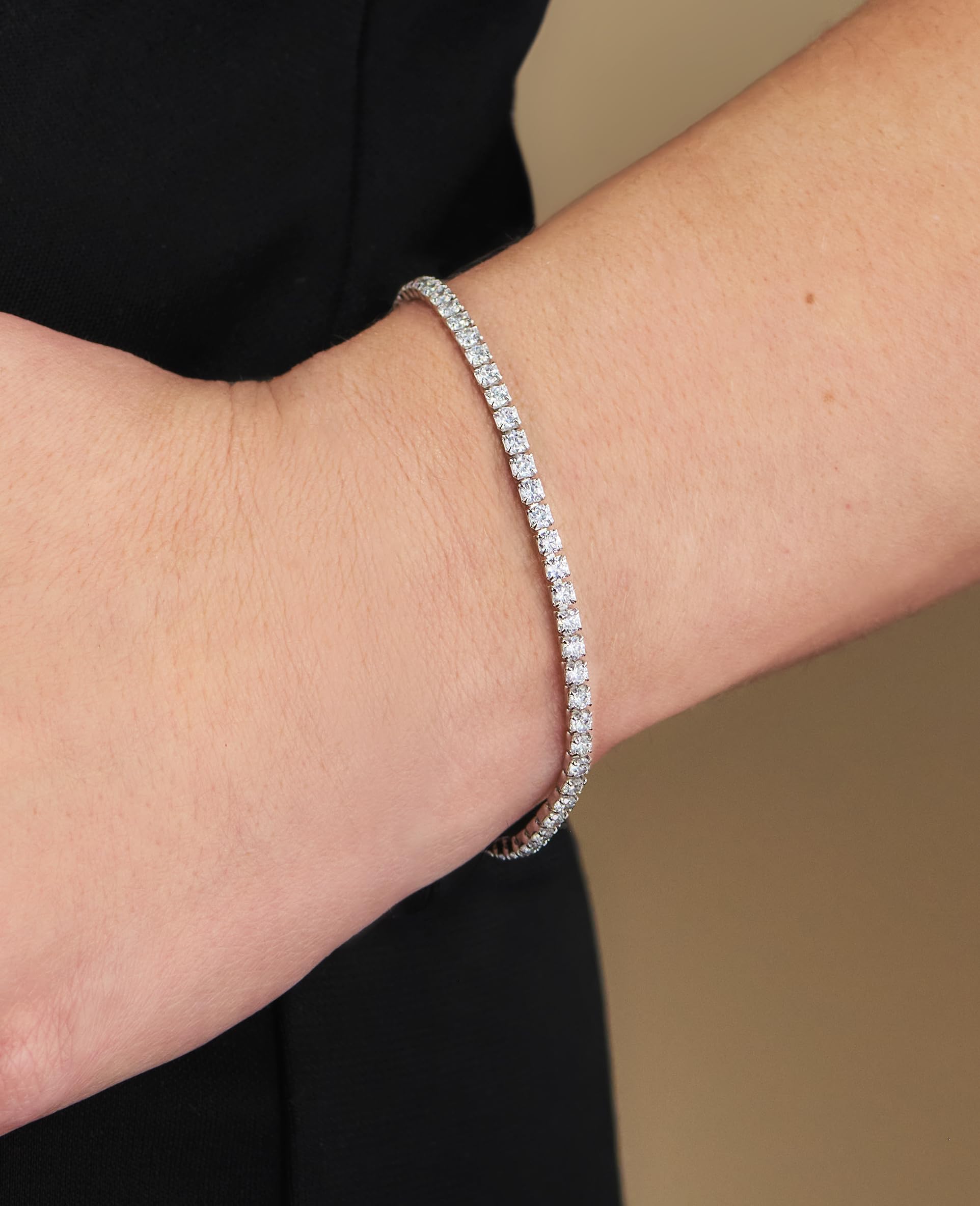 Schöner-SD Feines 925 Silber Tennis Armband rundherum mit Zirkonia