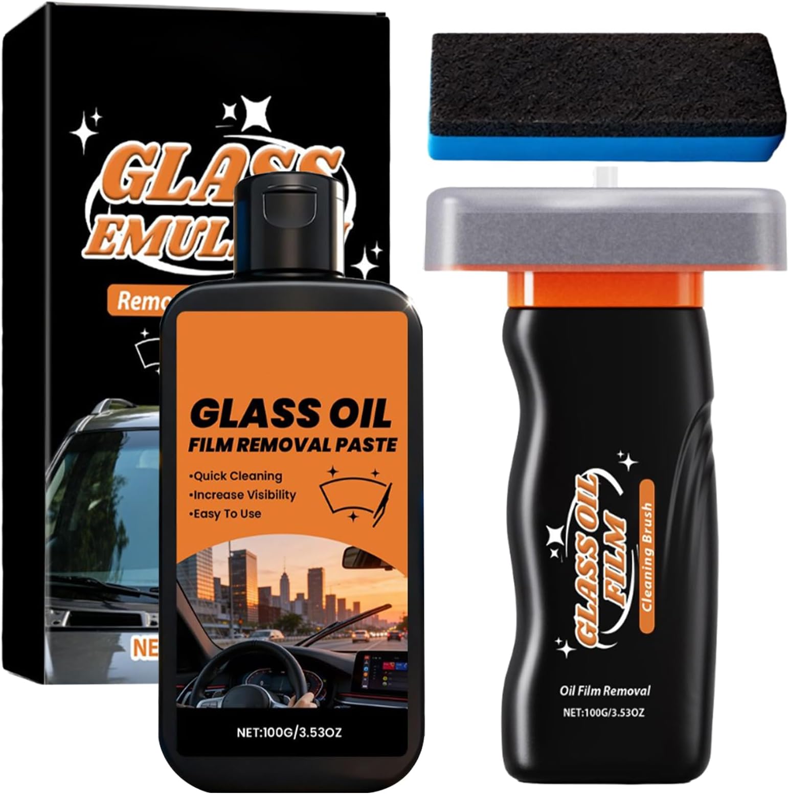 Car Glass Oil Film Remover - 120ml Anti-Rain Anti-Fog Cleaning Brush, Oil Film Brush for Tire Interior Exterior Marine Motorcycle RV Truck Furniture Garage Detailing Polishing