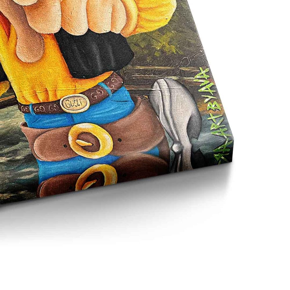 DotComCanvas Leinwandbild Die Daltons on the run Lucky Luke Comic Cartoon quer Größe 100 X 75 CM, Farbe Ohne Rahmen