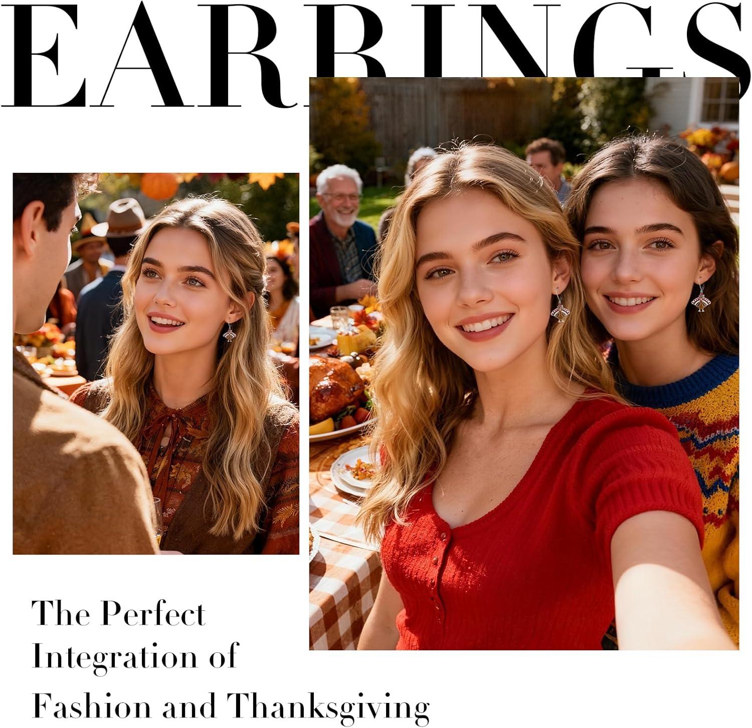 Thanksgiving Turkey Earrings for Women Dangling Turkey Earrings Sterling Silver Leverback Dangle Drop Jewelry Thanksgiving Gifts - Image 7