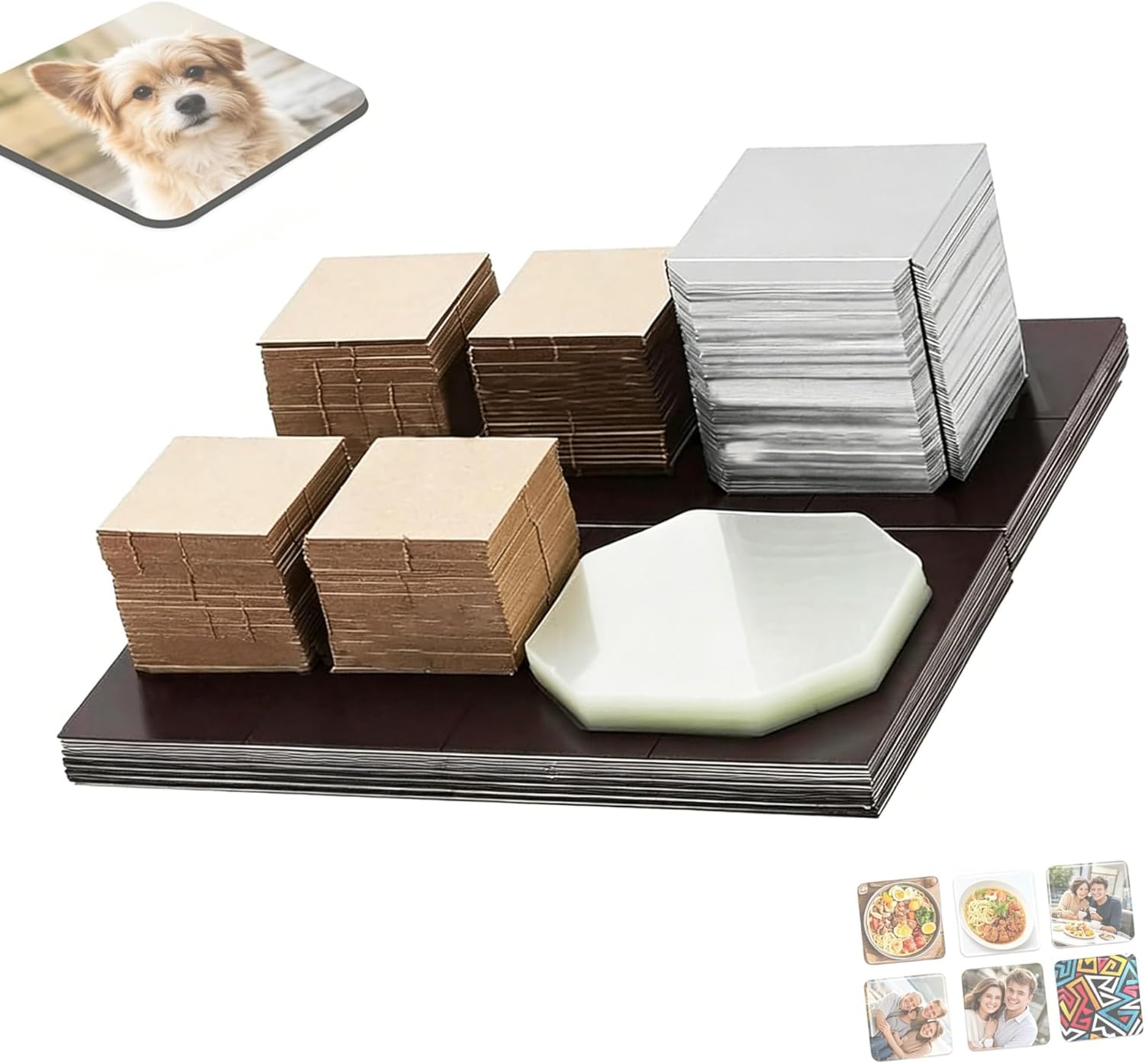 Square Fridge Magnet Making Kit, DIY Photo Magnets Supplies for Magnet Maker Machine, Refrigerator Magnets with Metal Cover Mylar Cardboard & Magnetic Back(500pcs,2 * 2in)