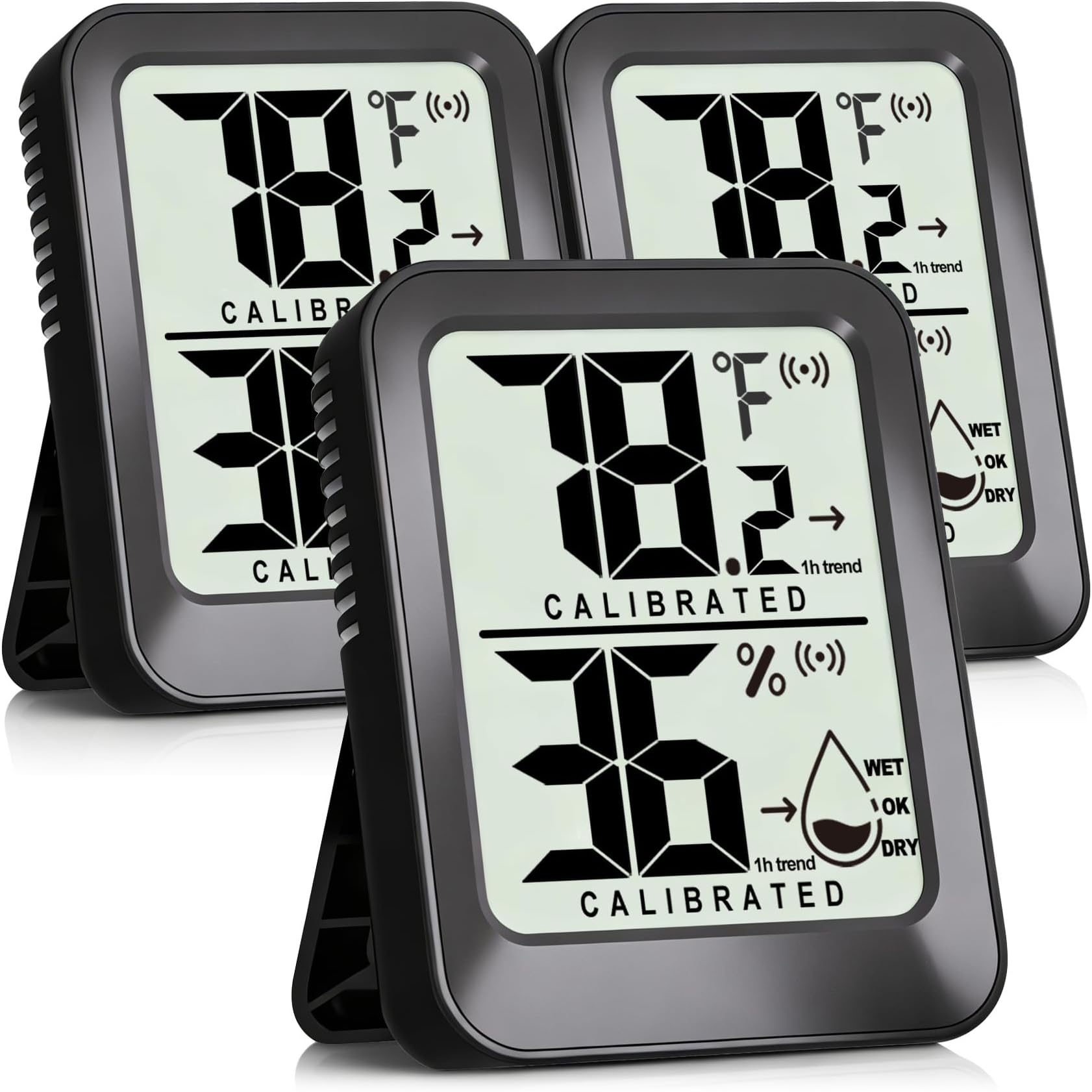 3 Pack Room Thermometer Indoor Hygrometer Digital Mini Humidity Meter Gauge with Temperature and Humidity Monitor Sensor for House, Pet, Plant, Incubator - Battery Included