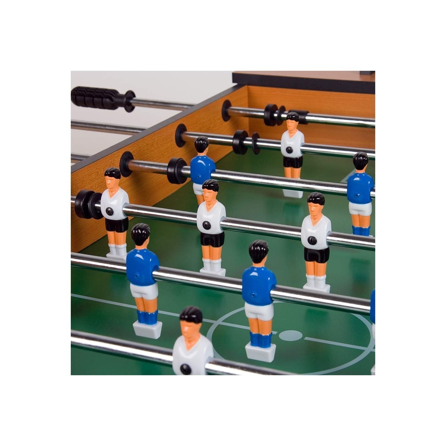GAMES PLANET Tischfussball „Manchester“ Buche inkl. Zubehör Set, höhenverstellbare Füße, nahtlos hochgezogene Spielfeldecken, Tischkicker, Kicker, Kickertisch