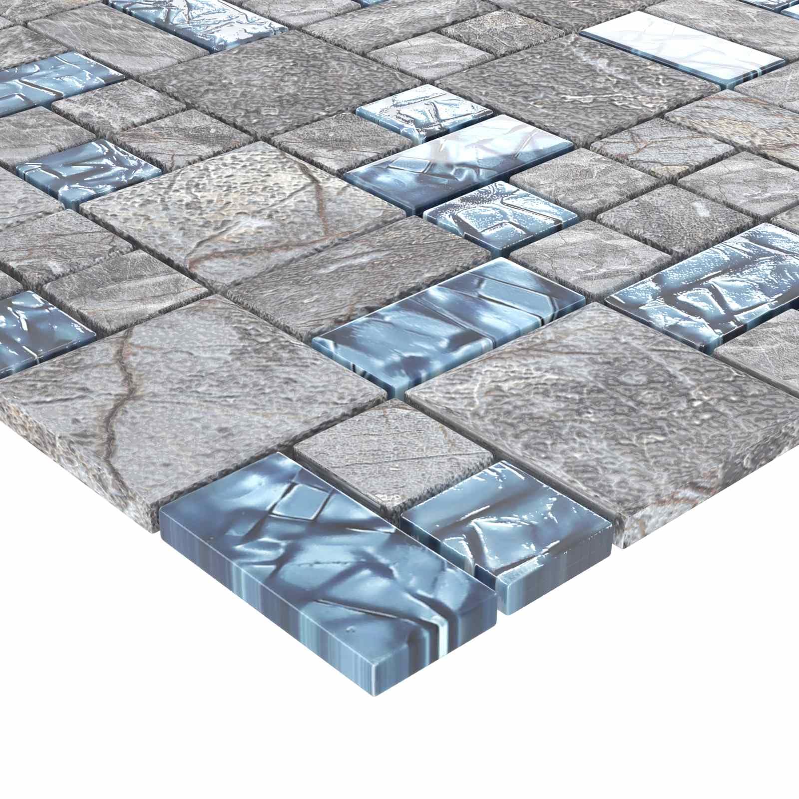 vidaXL Azulejo Mosaico 11 uds. 50 x 50 cm Gris y azul Cristal