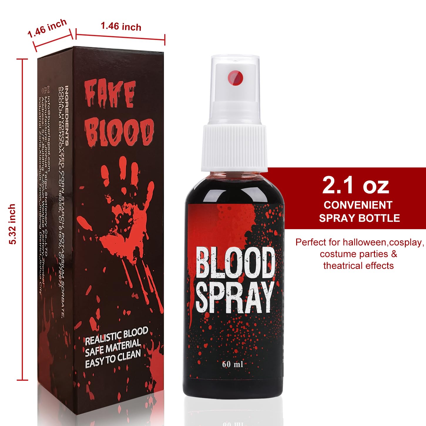 Set Sangue Finto Per Halloween: 1 Plasma Coagulato + 1 Spray + 1 Gocciolante – Lavabile, Per Trucco Zombie E Vampiri