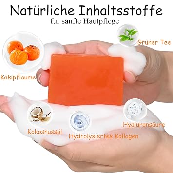 2 x Natural Presimmon Soap Persimmon Shower Soap to Remove Odours Natural Persimmon Soap for Very Dry Skin Natural Soap for Face and Body Face Soap for Cleaning and Oil Control