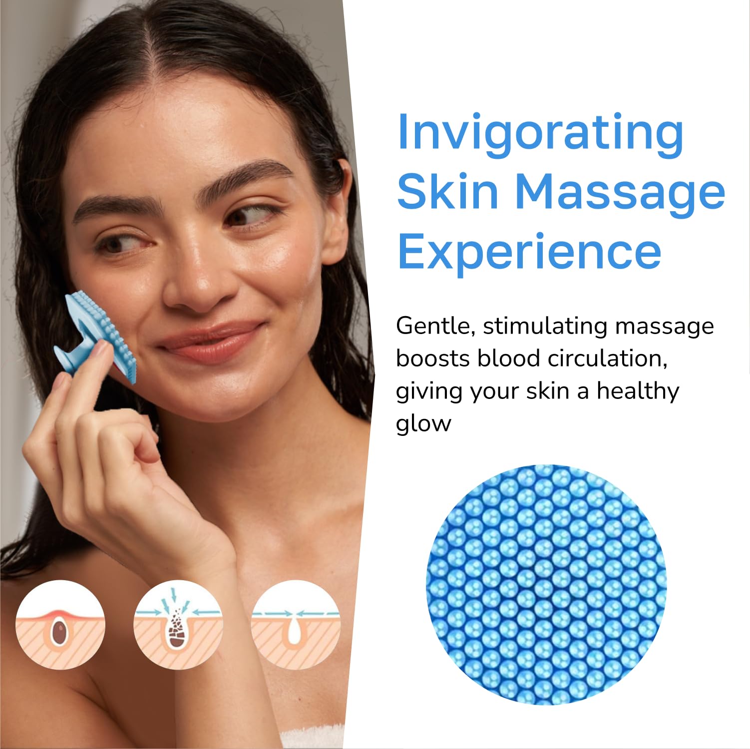 SILKLE Limpiador facial de silicona, cepillo facial para limpieza profunda y exfoliación suave, limpiador de silicona suave con mango antideslizante para todo tipo de piel, exfoliante facial para