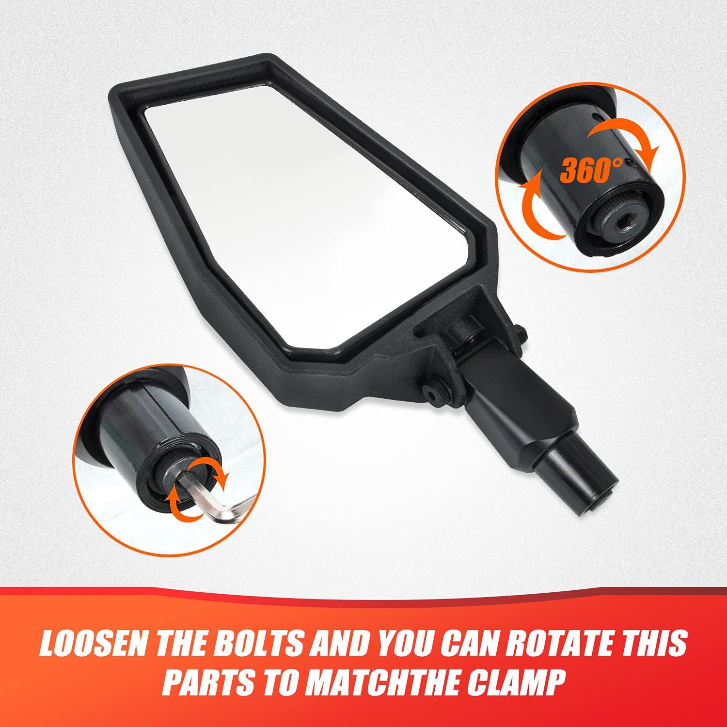 UTV Side View Mirrors 1.75"-2" roll bar cage Rear View Mirrors Compatible With Polaris RZR 800 900 1000 Ranger Yamaha Rhinos Honda Pioneer 1000 Talon 1000R Can-Am X3 Kawasaki Teryx mule