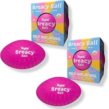 Self Inflating Playground Ball 5, Neon Purple Breacy Ball, Self Inflating Bouncy Ball, Never Need Pump for Kickball, Playground, Handball, Square and School