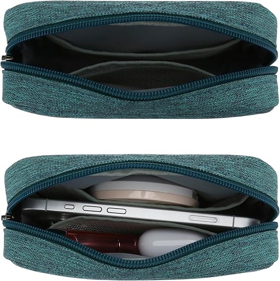 DOB SECHS Waterproof Canvas Mini Travel Makeup Carrying Case Wash Bags Cosmetic Bag Portable Electronics Accessories Organizer Wash Gym Shaving Bag, Green