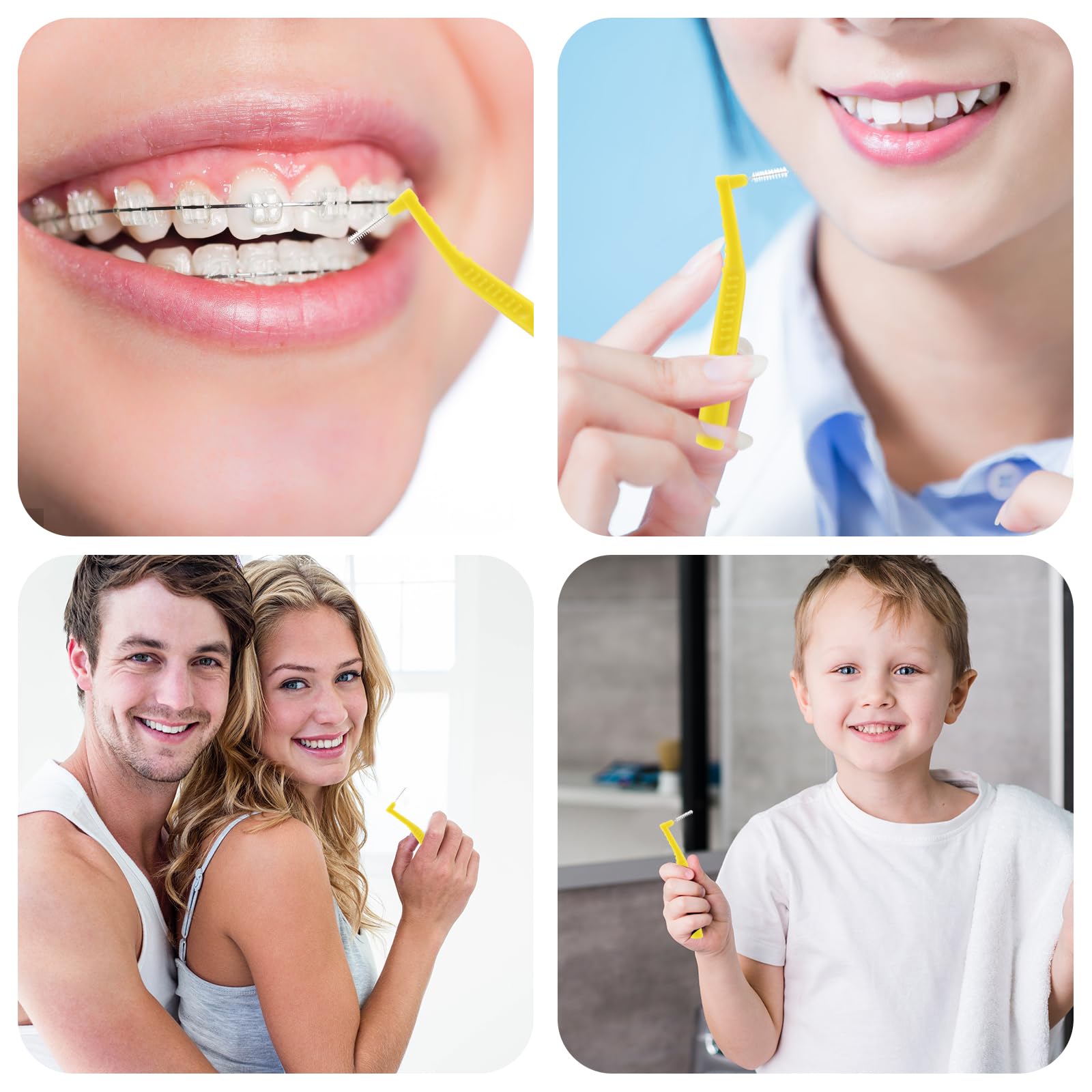 Prasacco Szczoteczki międzyzębowe, szczoteczki dentystyczne do zębów i dziąseł, małe szczoteczki międzyzębowe w kształcie litery L, uniwersalne zęby, kątowe, alternatywne szczotki do czyszczenia zębów