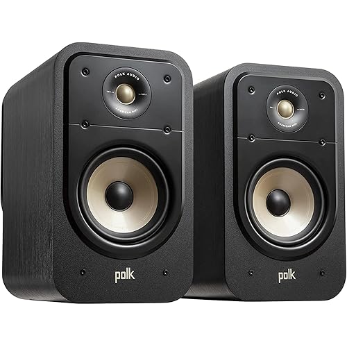 Polk Signature Elite ES20 Surround Sound Speakers - Hi-Res Audio Certified, Dolby Atmos & DTS:X Compatible, 1" Tweeter & 6.5" Woofer, Power Port Technology for Bass (Pair, Stunning Black)