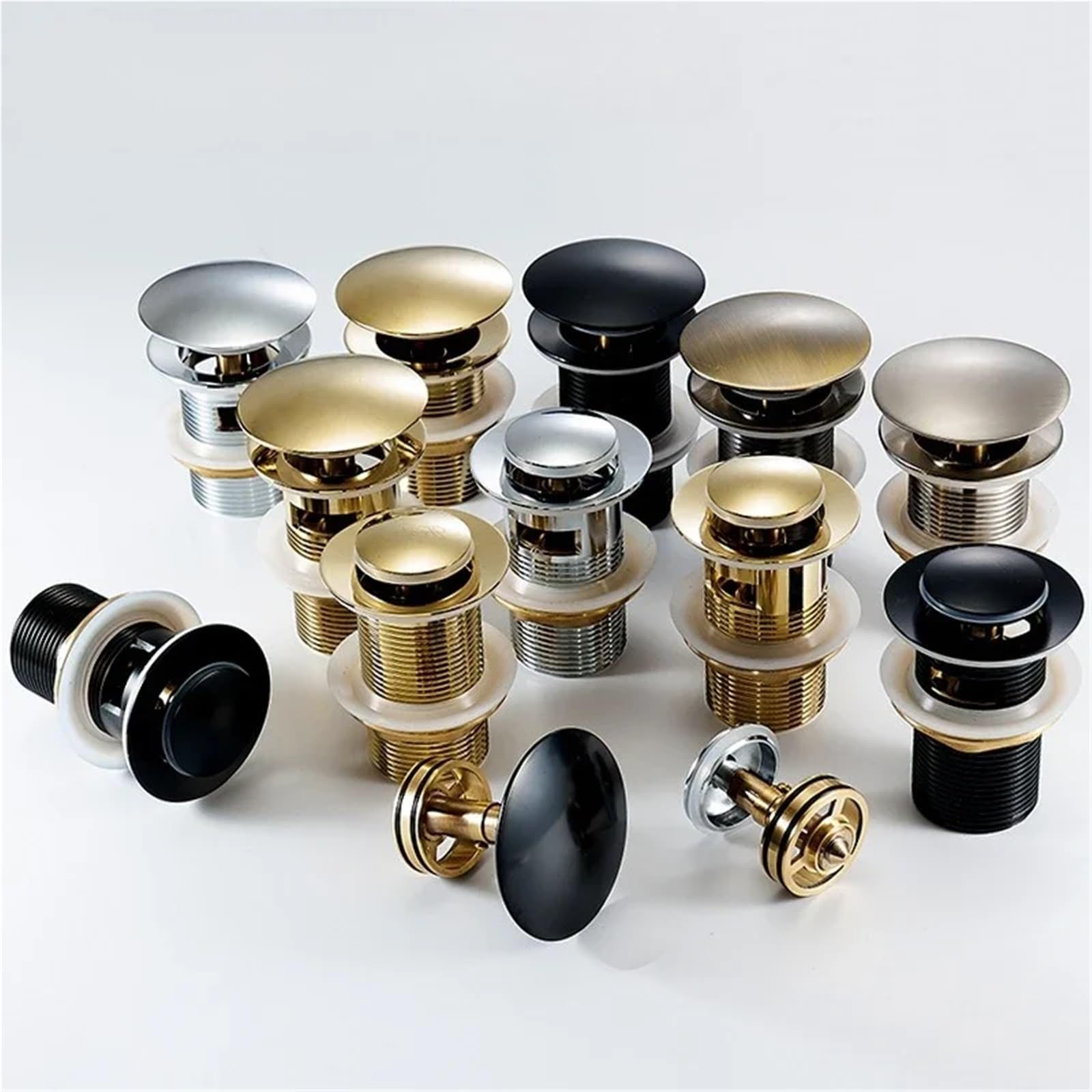 Desagüe desplegable negro para fregadero de baño, tapón de lavabo y sifón de residuos, accesorio de grifo, botón desplegable fácil de instalar, tubo de lavabo duradero (D2)