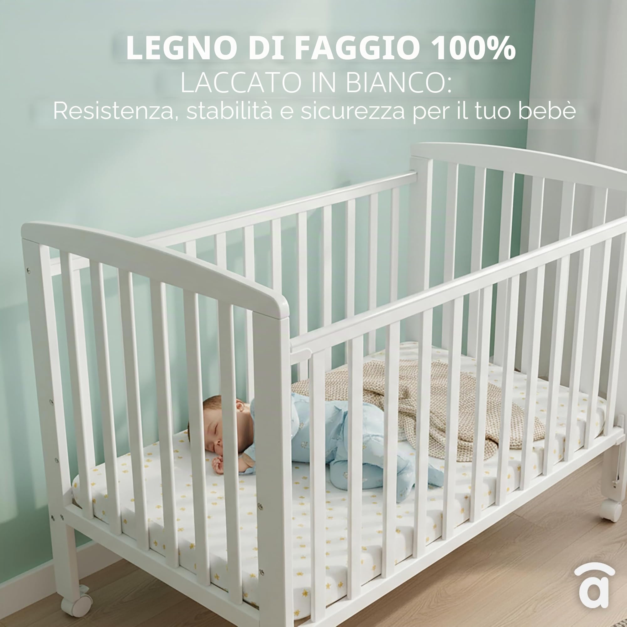 Asalvo 12371 - Culla di legno, 120 x 60 cm, Colore Bianco