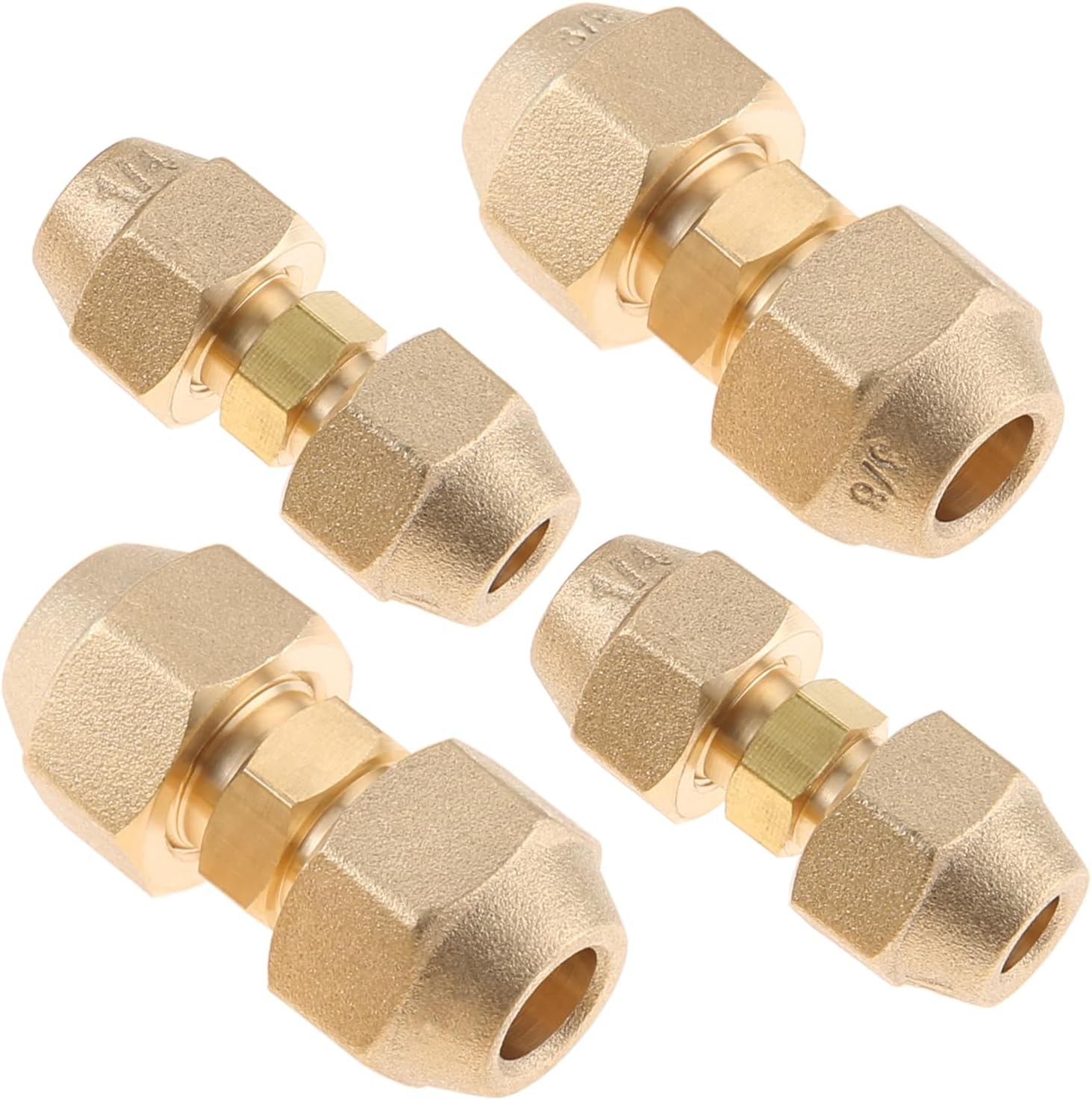 1/4" and 3/8" Copper Pipe Extension Joint Connectors, AC Pipe Coupling Adapters with HVAC Flare Nuts, Butt Copper Tube Fittings for Air Conditioning Refrigeration Pipe Coupling Adapters (Pack of 4)