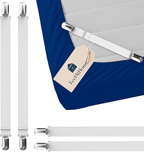 4 clips para sábanas de cama que mantienen las sábanas en su lugar, tirantes en las esquinas para sábanas bajeras, correas de sujeción para sábanas