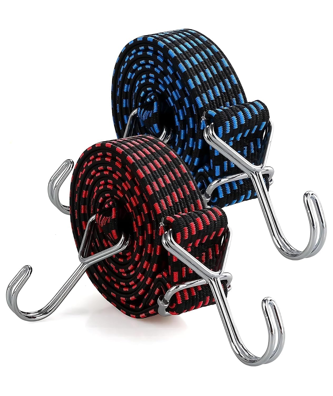 Dmitry 6 Feet Adjustable Bungee Cords with Hooks Heavy Duty Flat Elastic Straps - 2 Pcs-image-17