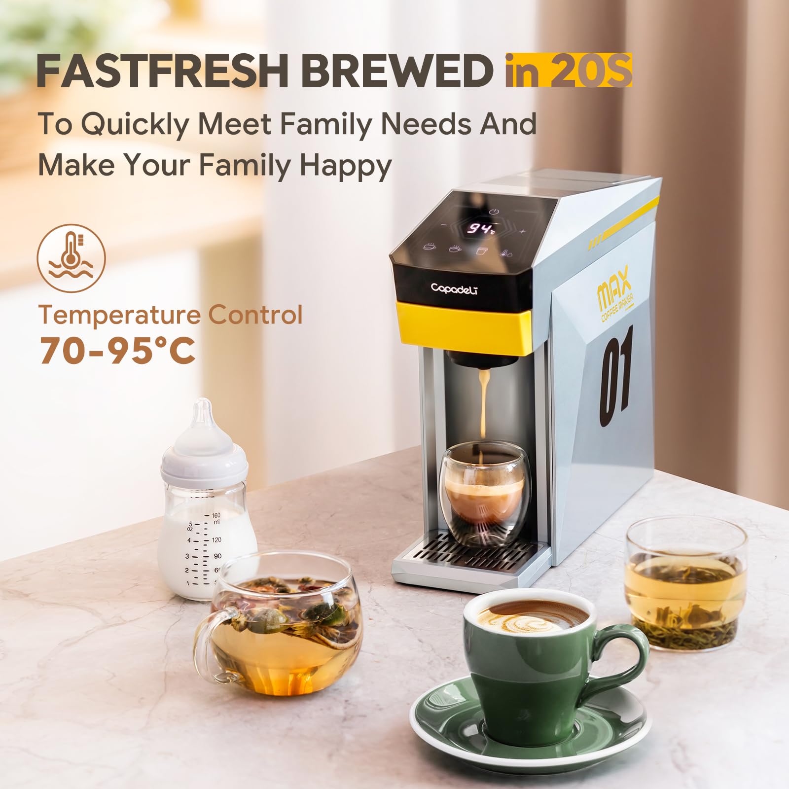 Macchina da caffè espresso multifunzione 4 in 1, 19 bar, per NES-presso Original/lor/Dolce Gusto/Capsule di caffè macinato, piccola macchina da caffè automatica a capsula (grigia)