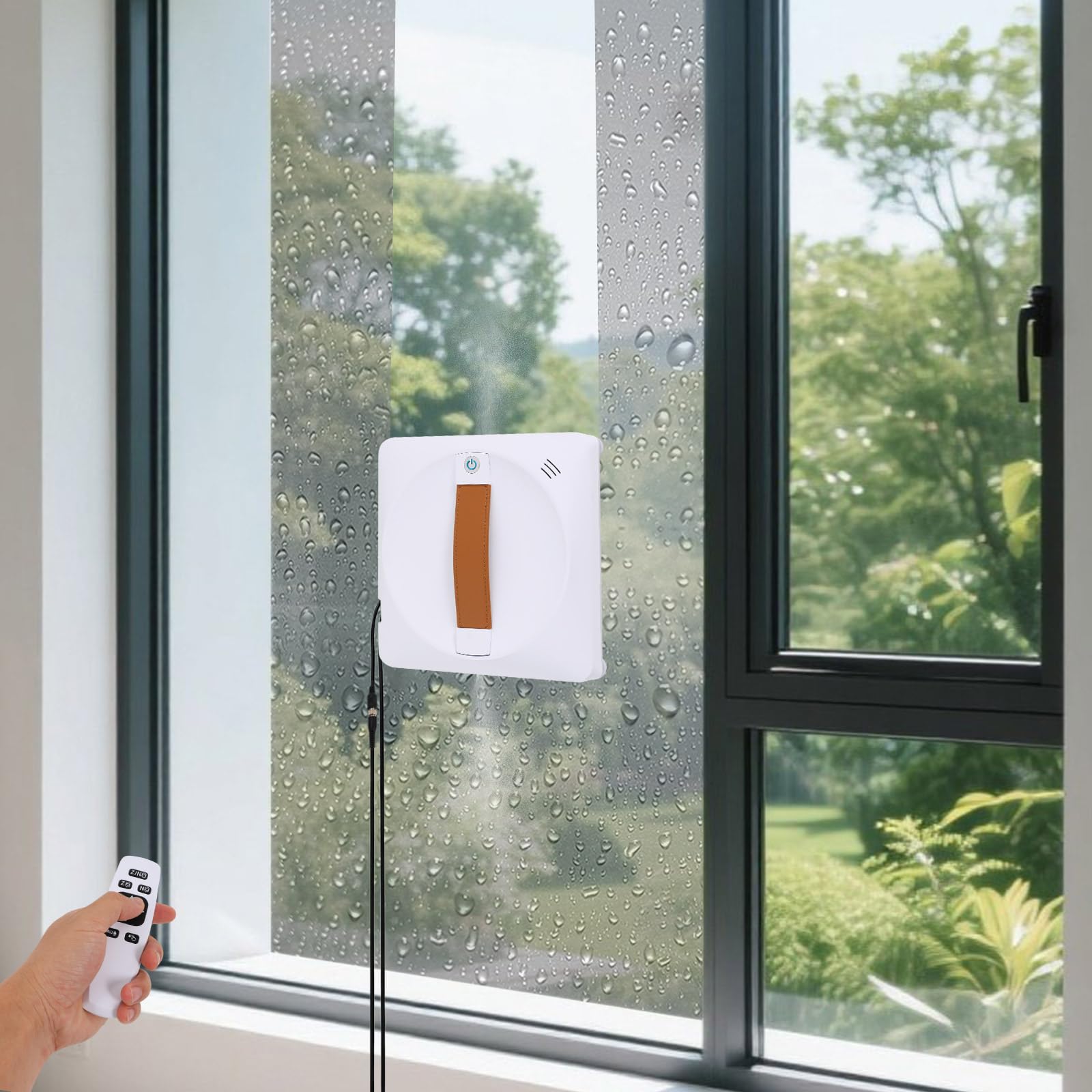 Robot de limpieza de ventanas inteligente de 72 W con 4 paños de limpieza, 2500 Pa | Robot de limpieza de ventanas con mando a distancia, para amas de casa, limpiadores, ancianos o personas con problemas