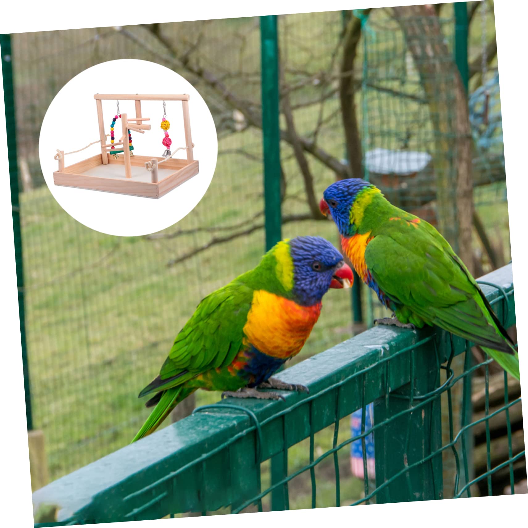 Happyyami Altalena Per Pappagalli Giocattolo Da Appendere in Piedi e Scala Per Uccelli Kit Di Palline in Rattan Per Gabbia Intrattenimento Duraturo e Sicuro Per Amici Pennuti
