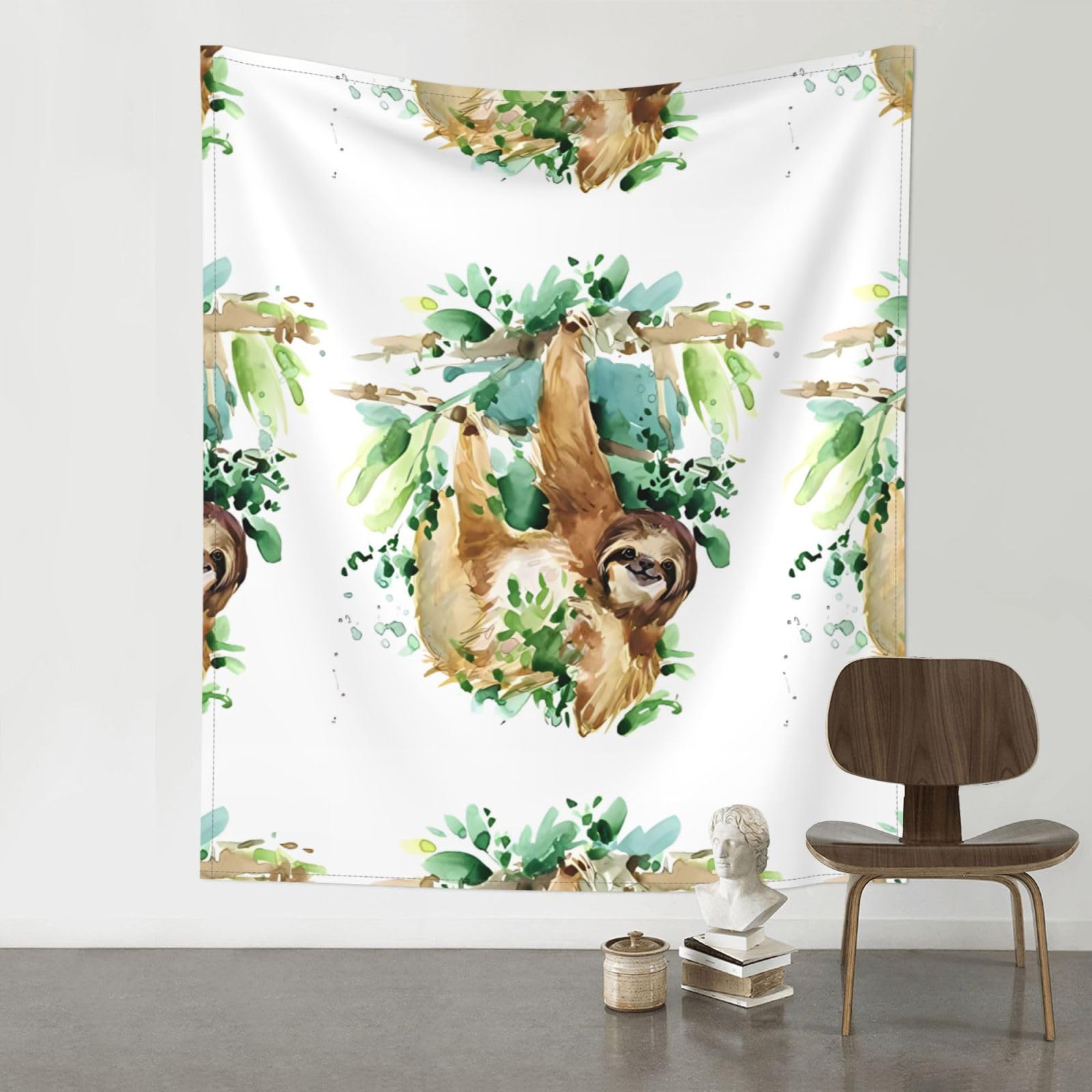 HJFCZH Cartoon Sloth Prints Wall Tapestry 60x51in – Boho Decor Throw for Bedroom, Dorm, Beach Cover & Picnic Blanket