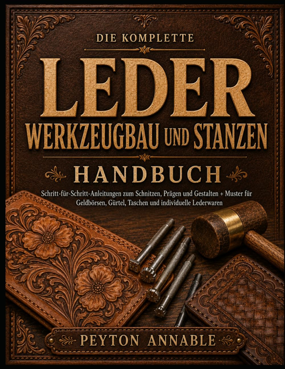 DIE KOMPLETTE LEDER Werkzeugbau und Stanzen HANDBUCH: Schritt-für-Schritt-Anleitungen zum Schnitzen, Prägen und Gestalten + Muster für Geldbörsen, Gürtel, Taschen und individuelle Lederwaren
