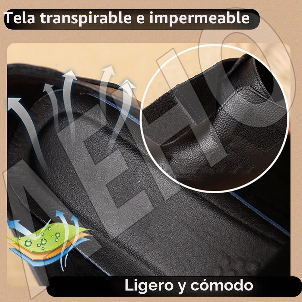 AEHO Zapatos Ancho Especial Mujer Cuero PU Air Cushion Slip On Walking Shoes Zapatillas ortopédicas para Mujer sin Cordones ortopédicos con colchón de Aire,Negro,41/255mm