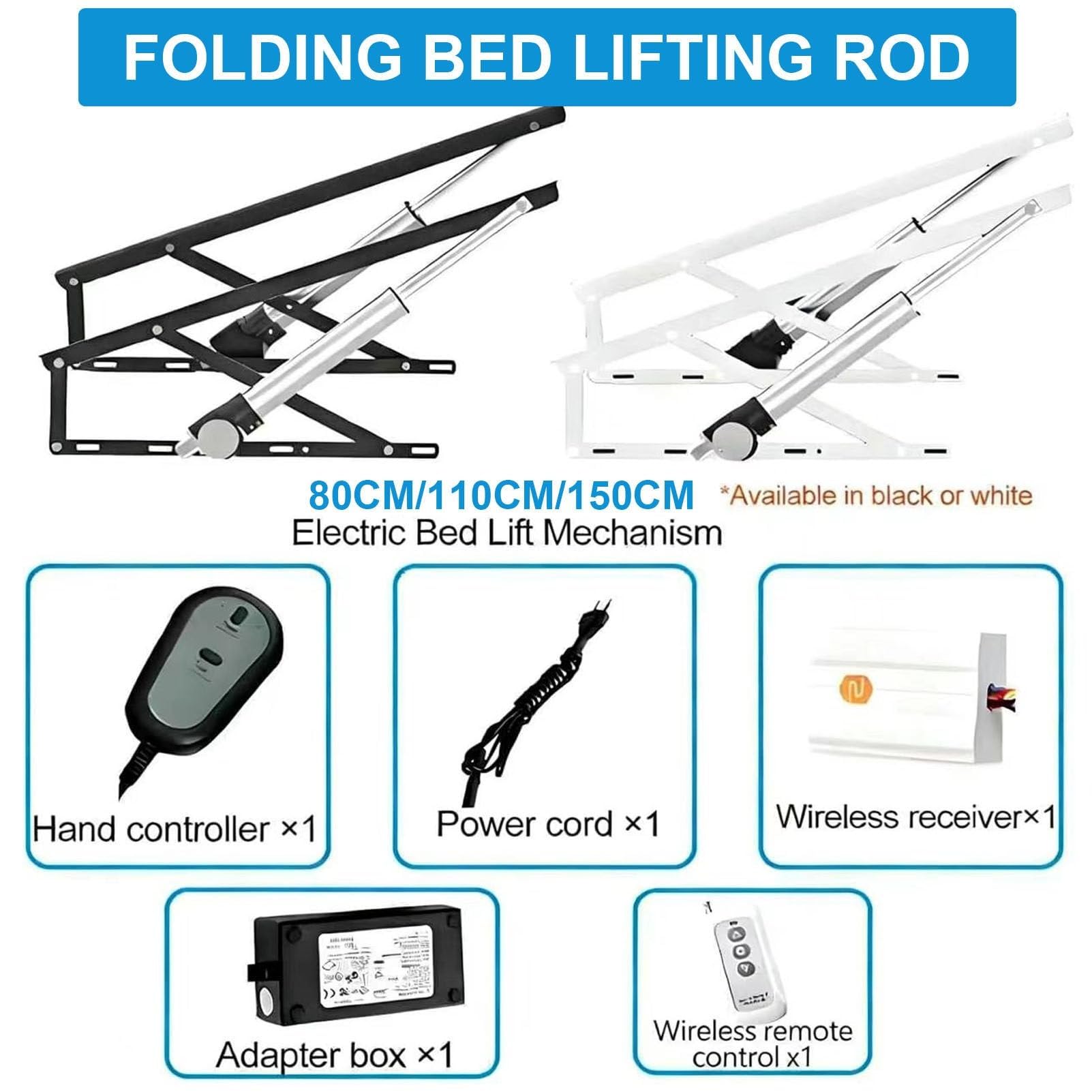 Mecanismo eléctrico de elevación de cama con control remoto, kit de elevación de almacenamiento resistente para marcos de cama y bases de sofá