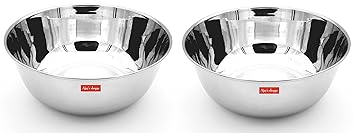 Ajay's Shoppe Stainless Steel Serving/Mixing Bowl, 1 Liter Silver- (2 PCS)