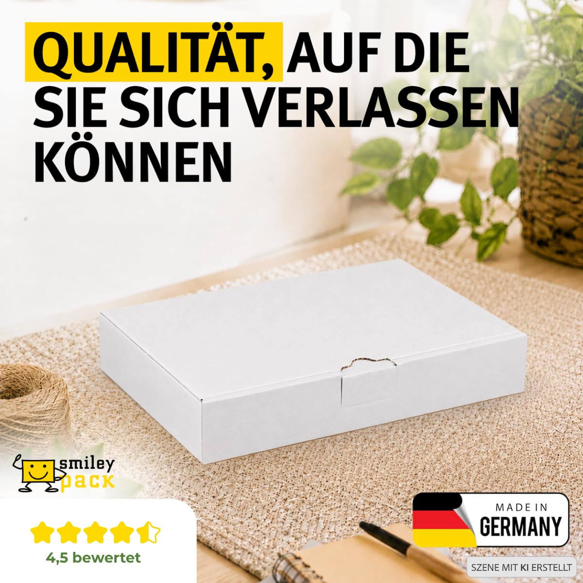 100 cartons Maxibrief, blanc, taille et quantité au choix, carton d'expédition, marchandises, envoi de livres, carton postal, Poste DHL Hermes DPD GLS UPS (240 x 160 x 50 mm, blanc)