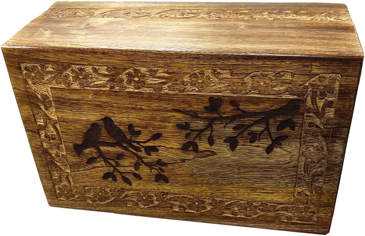 Grande urne funéraire personnalisée en bois de manguier pour cendres d'adulte