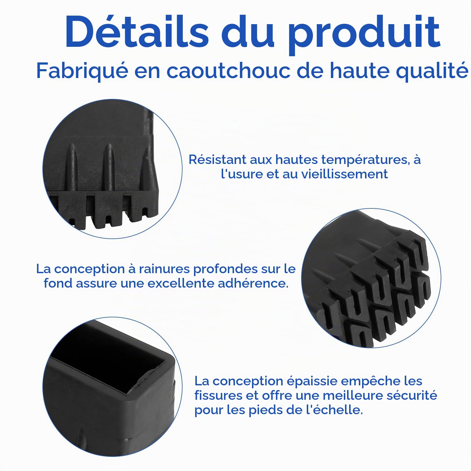 4PCS Embout Escabeau Pied Escabeau Patin Echelle Caoutchouc Pied Echelle Remplacement - Antidérapant Universel Protection Sol Durable Résistant pour Échelle Alu Maison Jardin Bricolage