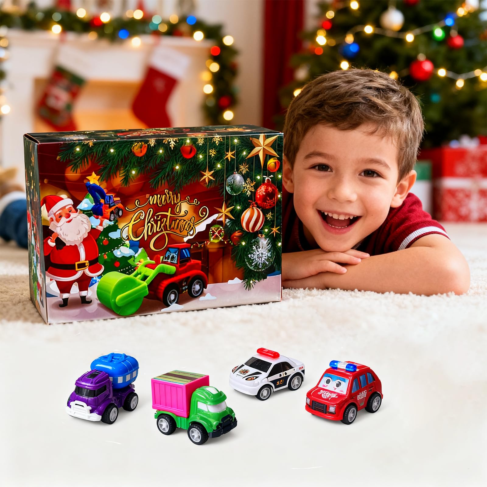 Coches para Niños, 24 pcs juego de regalo para coche, Coche de Carreras, Camiones de Juguete para Niños con Tapete de Juego, Juguetes 3 4 5 6 7 8 Años, Navidad Cumpleaños Fiesta Regalos — view 6