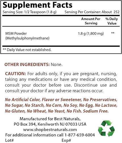 Miniatura 2 de Best Naturals Polvo MSM y complejo B-100