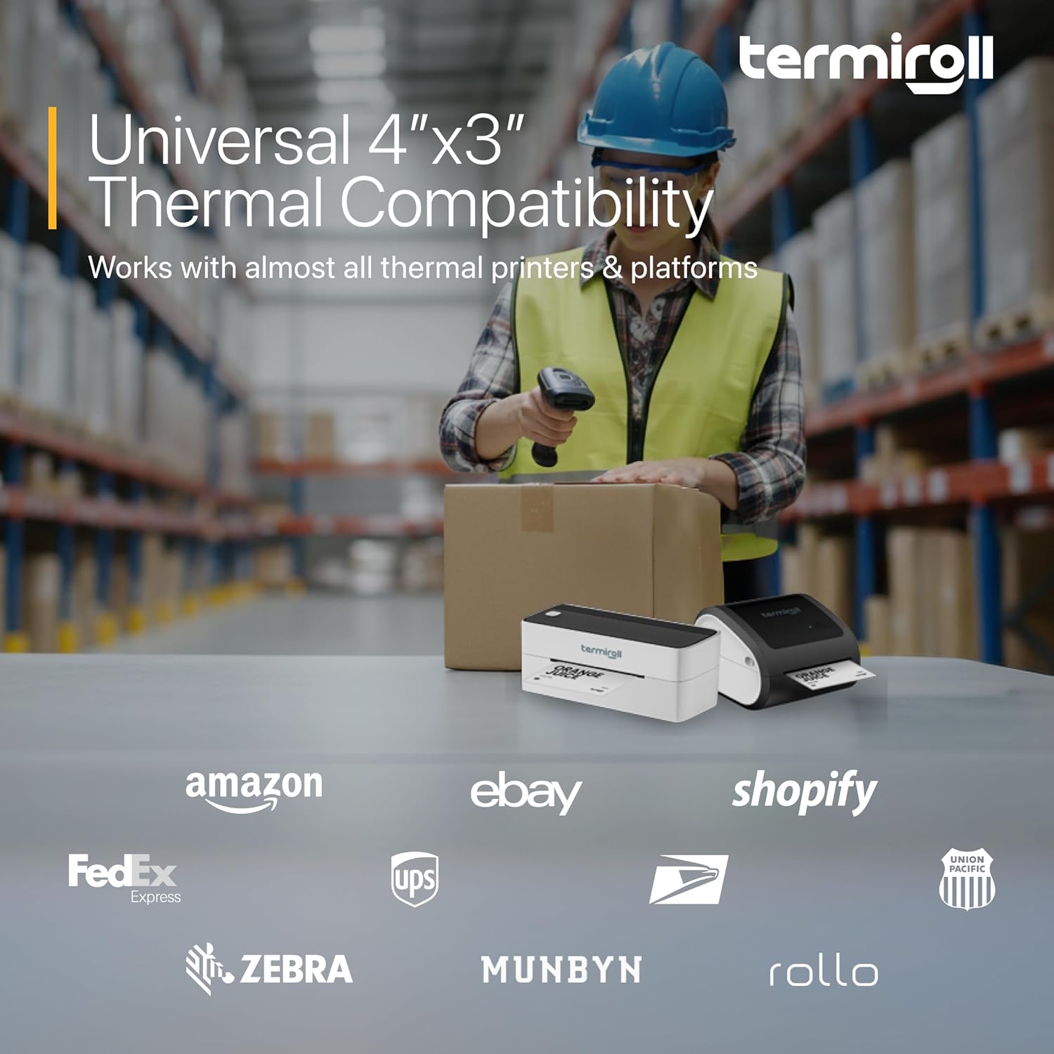 4x3 Direct Thermal Labels – 12 Roll Bulk Pack (6000 Labels), High-Volume Product & Inventory Barcode Labels, No Ink Required, Smooth Feeding for Rollo, Zebra & MUNBYN Printers