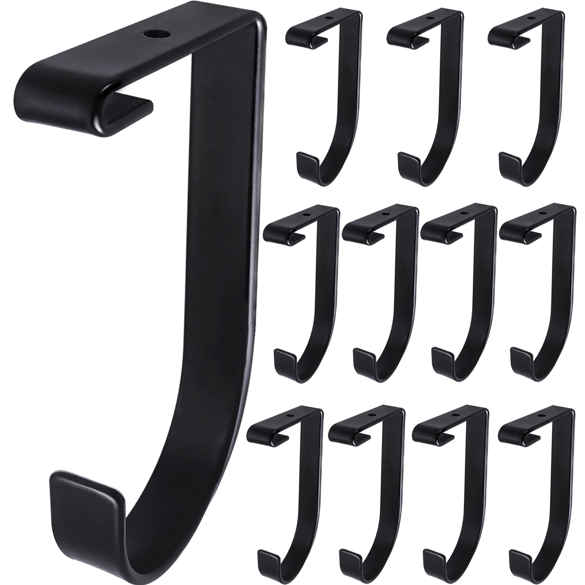 Saderoy 12-Pack Heavy Duty Add-On Storage Flat Hook Accessory for Garage Ceiling Storage Rack and Wall Shelving,Alloy Steel, Black-Suitable for