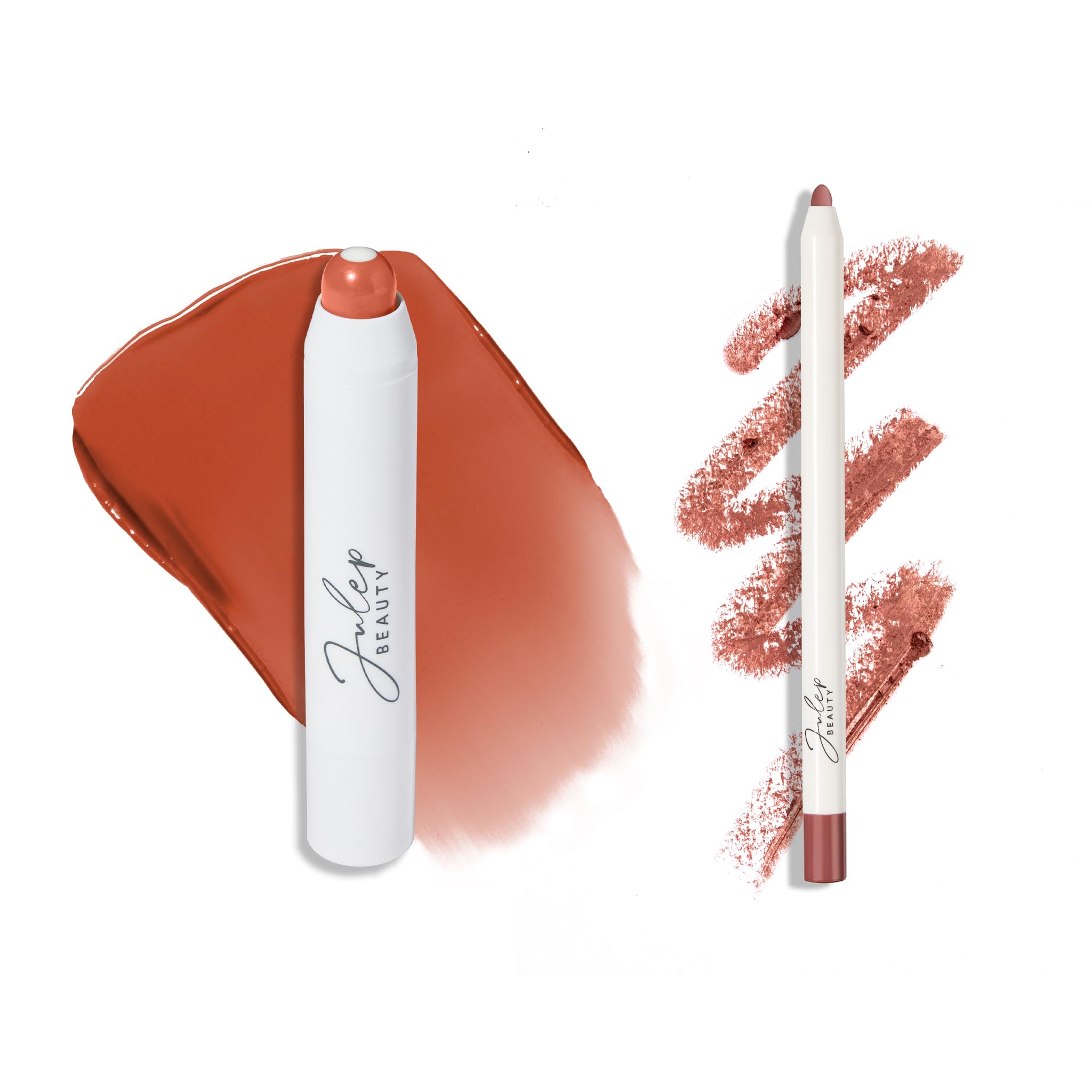 Julep The Perfect Pair 2pc Set It's Balm Tinted Lip Balm Roasted Peach and With a Trace Retractable Creamy Long-Lasting Lip Liner, Cashmere Cardi Roasted Peach and Cashmere Cardi