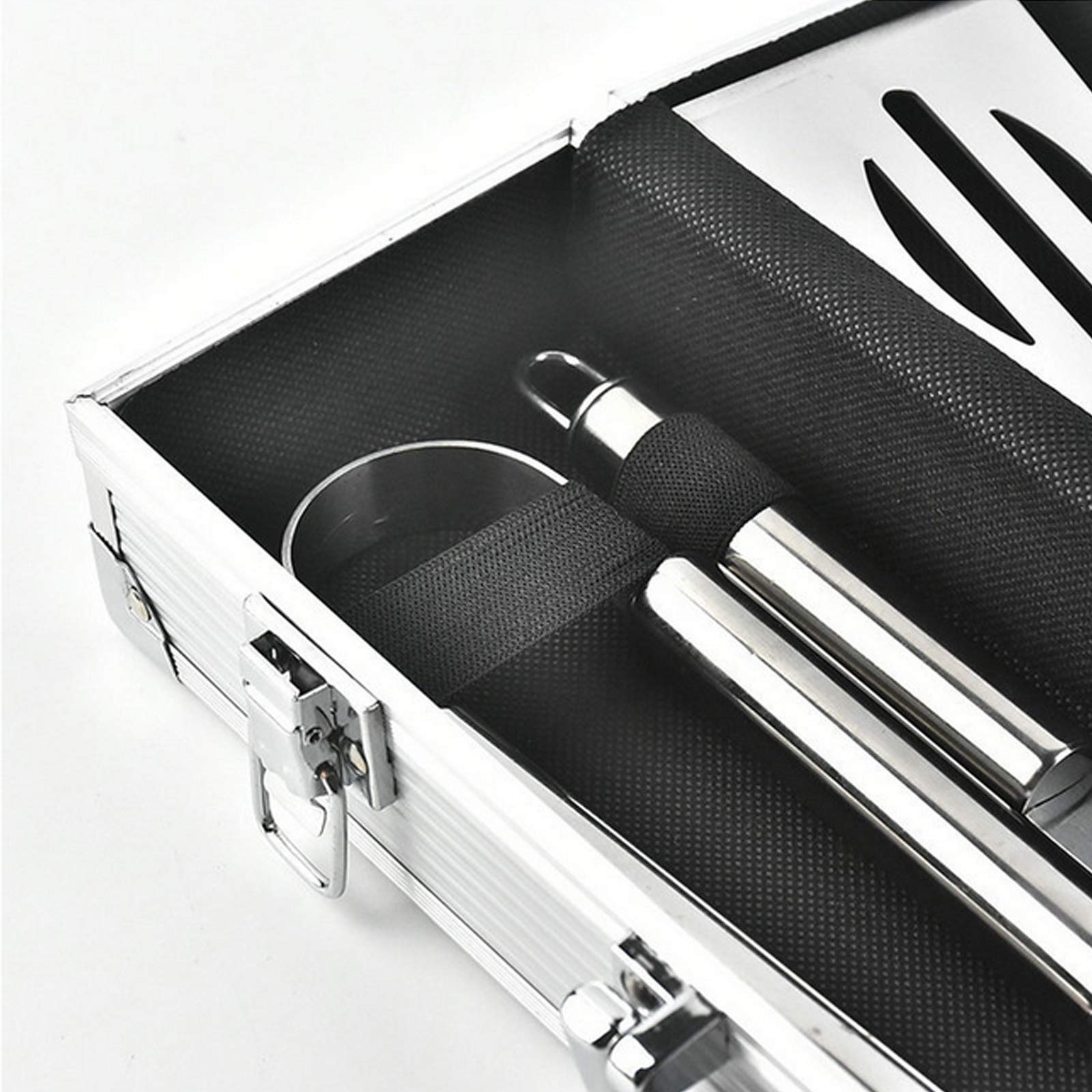 BBQ Grill Przybory kuchenne (3 szt.), Narzędzia do grillowania ze stali nierdzewnej Zestaw narzędzi do grilla, w tym szczypce Widelec łopatkowy z aluminiowym futerałem do gotowania, grill na podwórku